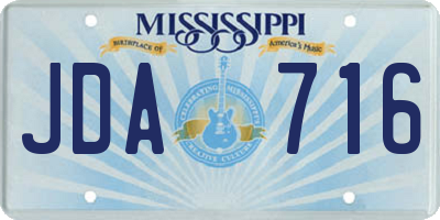 MS license plate JDA716
