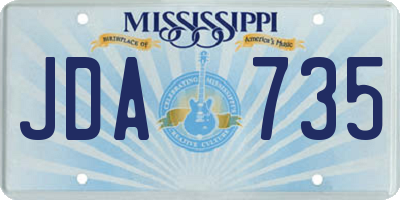 MS license plate JDA735