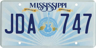 MS license plate JDA747