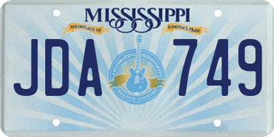 MS license plate JDA749