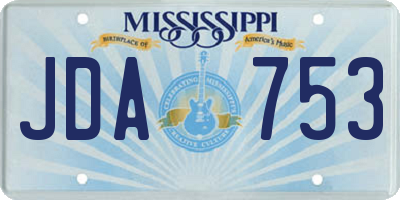 MS license plate JDA753