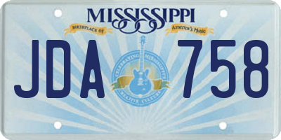 MS license plate JDA758