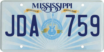 MS license plate JDA759