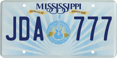 MS license plate JDA777
