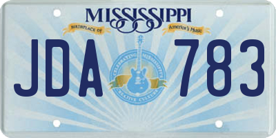 MS license plate JDA783