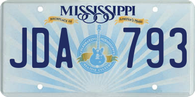 MS license plate JDA793