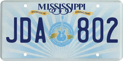 MS license plate JDA802