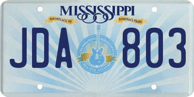 MS license plate JDA803