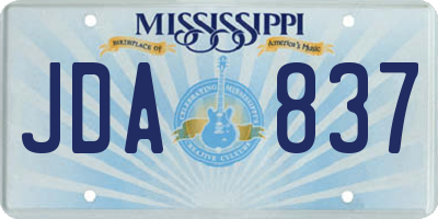 MS license plate JDA837