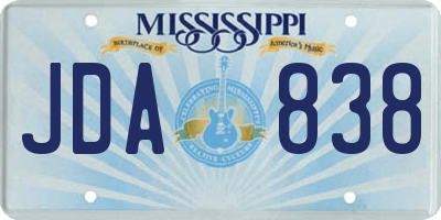 MS license plate JDA838