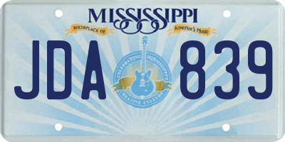 MS license plate JDA839