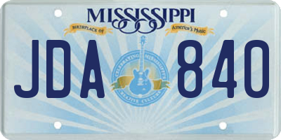 MS license plate JDA840