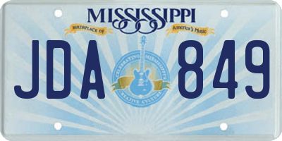 MS license plate JDA849