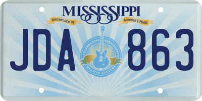 MS license plate JDA863