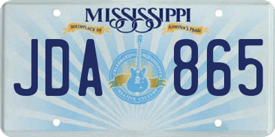 MS license plate JDA865