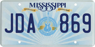 MS license plate JDA869