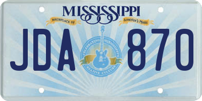 MS license plate JDA870