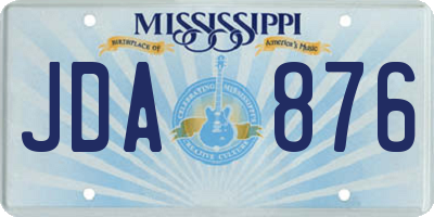MS license plate JDA876