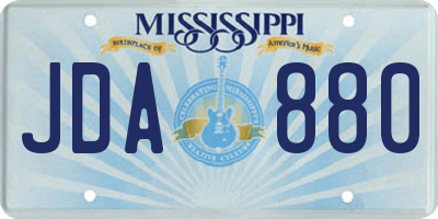 MS license plate JDA880