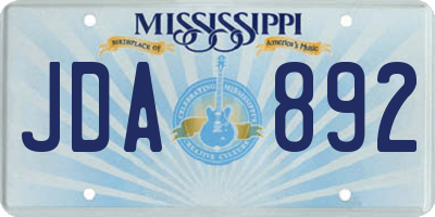MS license plate JDA892