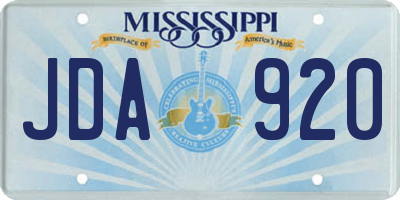 MS license plate JDA920