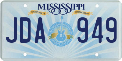 MS license plate JDA949