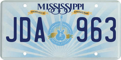 MS license plate JDA963