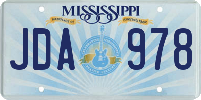 MS license plate JDA978
