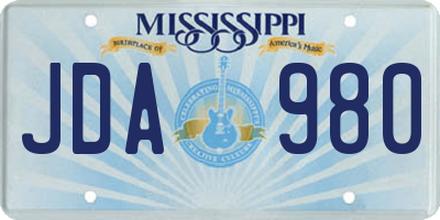 MS license plate JDA980