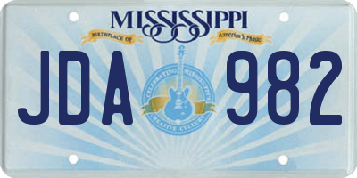 MS license plate JDA982