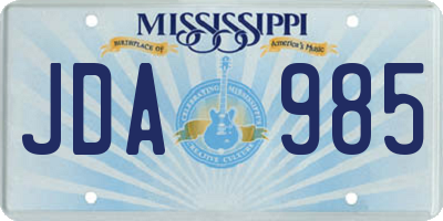 MS license plate JDA985