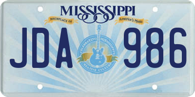 MS license plate JDA986