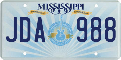 MS license plate JDA988