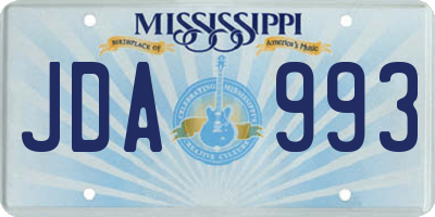 MS license plate JDA993