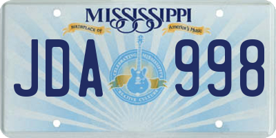 MS license plate JDA998