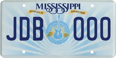 MS license plate JDB000