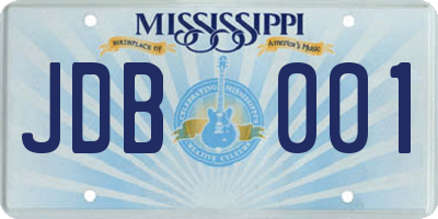 MS license plate JDB001