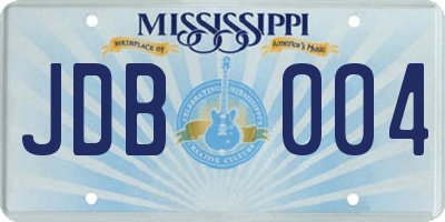 MS license plate JDB004