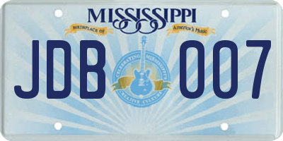 MS license plate JDB007