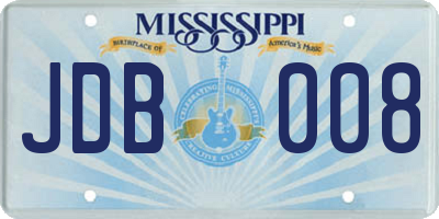 MS license plate JDB008