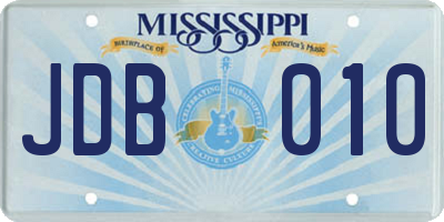 MS license plate JDB010