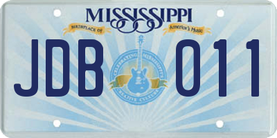 MS license plate JDB011
