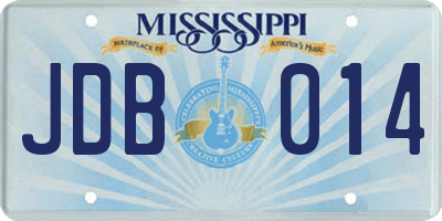 MS license plate JDB014