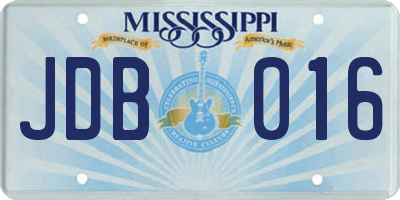 MS license plate JDB016