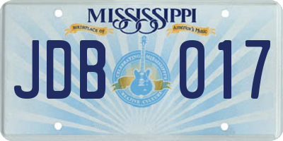 MS license plate JDB017