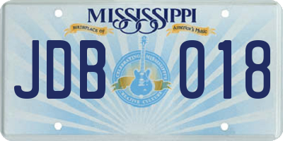 MS license plate JDB018