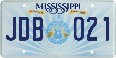 MS license plate JDB021