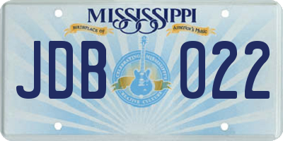 MS license plate JDB022