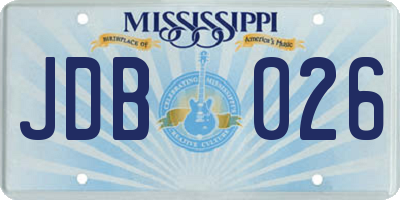 MS license plate JDB026