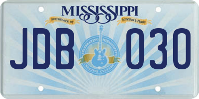 MS license plate JDB030